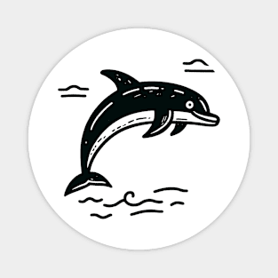 Stick Figure of a Dolphin in Black Ink Magnet